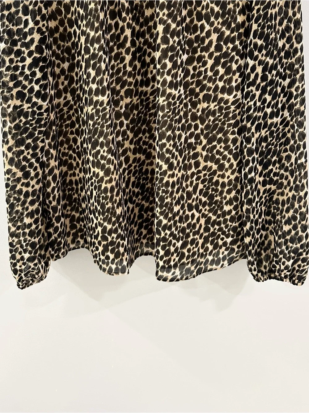J. Crew Smocked Neck Leopard Print Blouse // Brown // Small